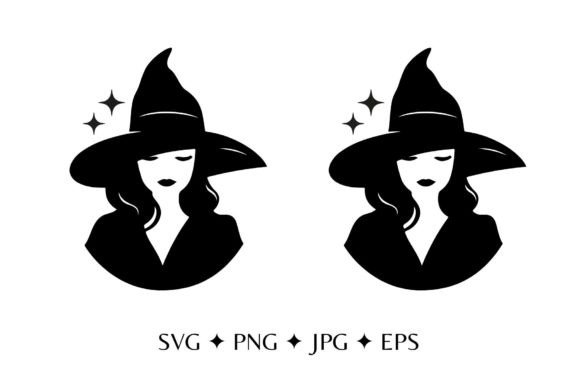 Download Charming Witch Silhouette Portrait SVG - Silhouette Collection