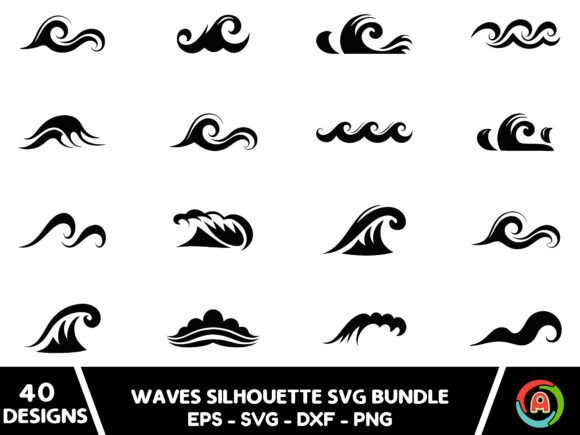 Download Waves Silhouettes Bundle | Waves SVG - Silhouette Collection