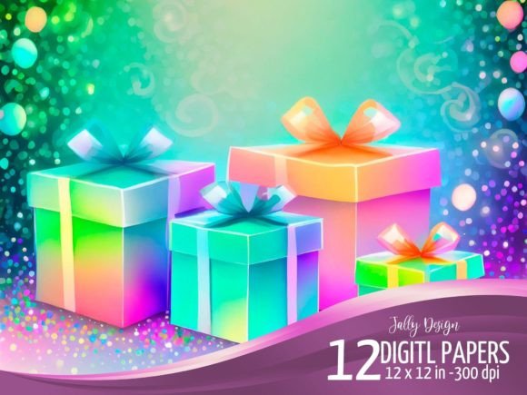Download Colorful Neon Birthday Present Graphics - Present Collection