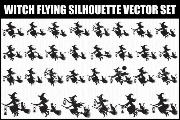 Download Witch Flying Silhouette Vector Set - Silhouette Collection