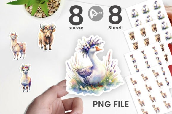 Download Digital Boho Highland Cow Sticker Set - Digital boho Collection