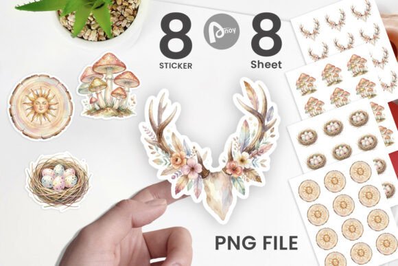 Download Digital Boho Woodland Ephemera Sticker - Digital boho Collection