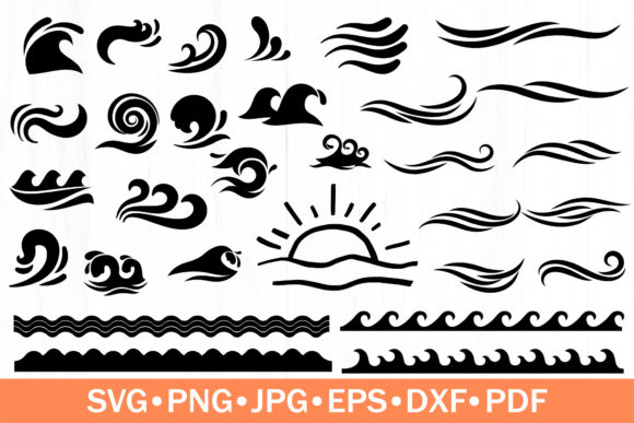 Download Waves Silhouettes Bundle | Waves SVG - Silhouette Collection
