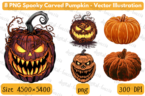 Download Spooky Carved PumpkinVector Illustration - Spooky Collection