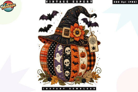 Download Spooky Patchwork Pumpkin Halloween PNG - Spooky Collection
