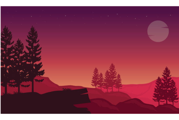 Download Cypress Trees Silhouette at Night - Silhouette Collection
