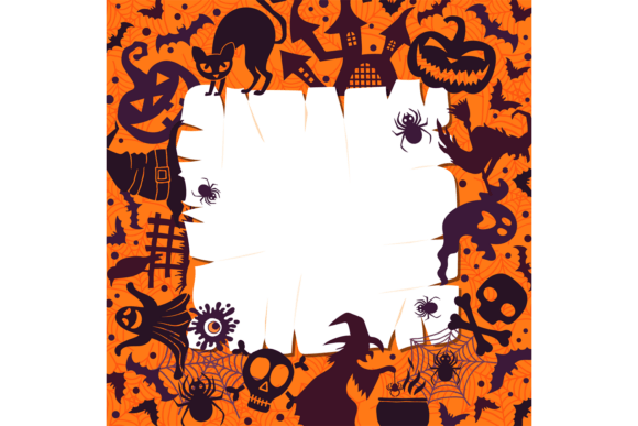 Download Halloween Frame. Spooky Silhouettes Bord - Silhouette Collection