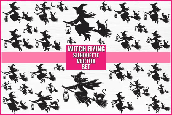 Download Witch Flying Silhouette Vector Set - Silhouette Collection